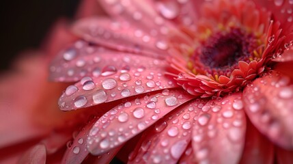 Sticker - Close-up of Pink Flower Petals with Dew Drops