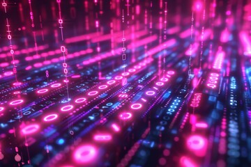 Digital Binary Technology Background created with Generative AI