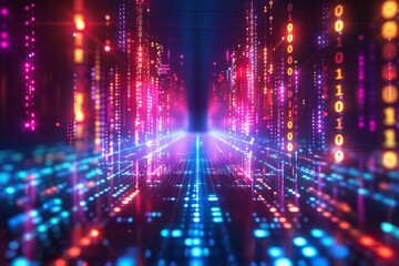 Digital Binary Technology Background created with Generative AI