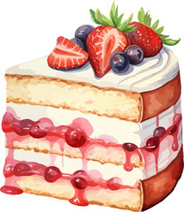 Wall Mural - Watercolor cake clipart design illustration