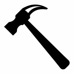 black silhouette of hammer on white