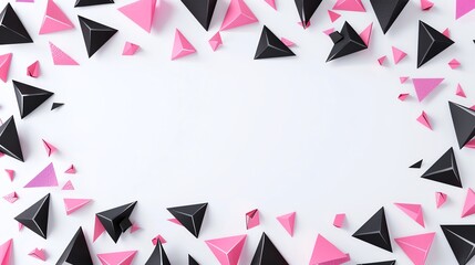 Wall Mural - Border with 3D pink and black triangles
