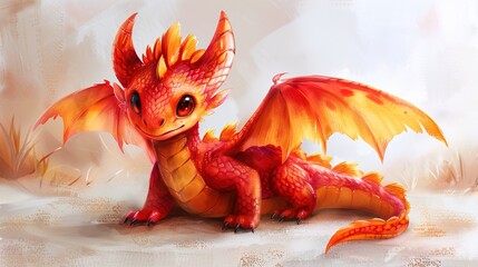 Sticker - red dragon on the beach