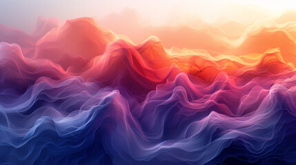 Wall Mural - Generative art, surreal landscape, flowing forms, gradient colors, ethereal atmosphere