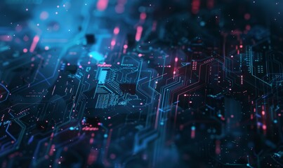 Abstract digital futuristic technology glowing background with dynamic flow lines and particles