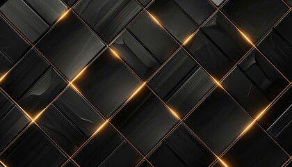 Sticker - Luxury abstract black metal background with golden light lines