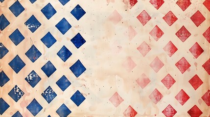 Wall Mural - small blue and red diamonds on left border, light rose background.