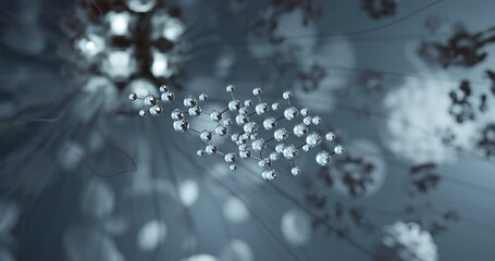 Wall Mural - Fluphenazine rotating 3d molecule, molecular structure of phenothiazines, seamless video