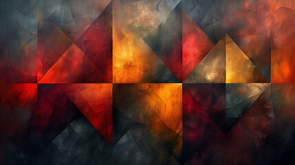 Wall Mural - Generative art, geometric abstraction, sharp lines, contrasting colors, repetitive patterns