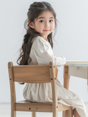 Wall Mural - little girl sitting on a chair