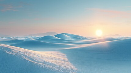 Poster - Snowy Landscape with Sunset