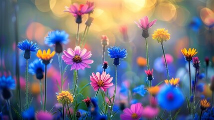 Poster - Colorful Flowers Blooming in a Meadow