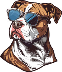 Wall Mural - Dog with glasses clipart design illustration