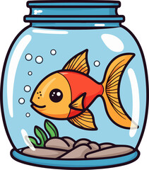 Fish in aquarium clipart design illustration