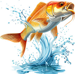 Fish jumping in water clipart design illustration