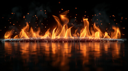 Wall Mural - fire in the water