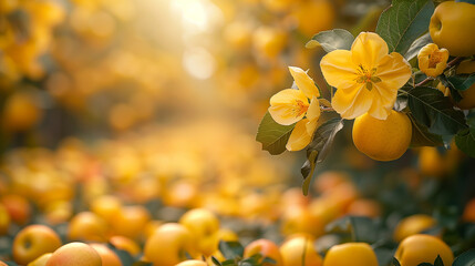 Canvas Print - Close up of beautiful yellow flowers in the park