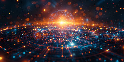 Digital background for tech, AI, neural networks, data, audio, graphics