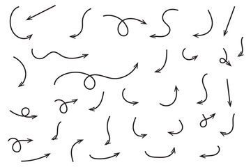 Wall Mural - hand drawn arrows set. vector doodle icon.