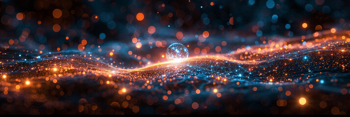 Digital background for tech, AI, neural networks, data, audio, graphics