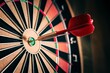 © Ionela - Dart in bulls eye of dartboard with shallow depth of field concept for hitting target