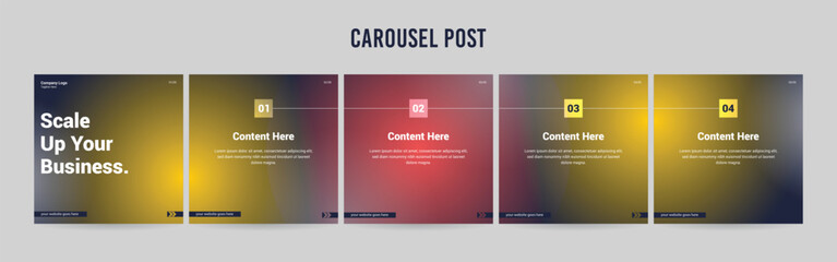Wall Mural - editable instagram carousel post layout set, social media marketing microblog template design, tips 