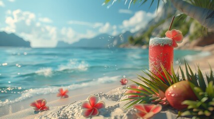 Poster - Tropical Cocktail on the Beach