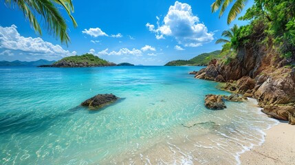 Canvas Print - Tropical Beach Paradise with Clear Turquoise Waters