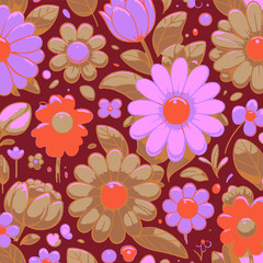 Wall Mural - seamless floral pattern