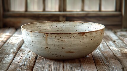 Sticker - wooden bowl on wooden table