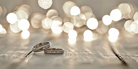 Wall Mural - Beautiful Silver Rings with Festive Lights