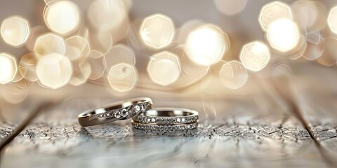 Wall Mural - Silver Wedding Rings with Bokeh Lights