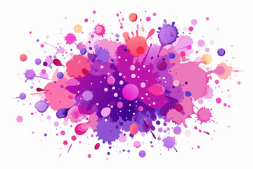 Wall Mural - a purple and pink paint splatter, A set of watercolor splashes in shades of pink and purple, representing a celebratory confetti explosion