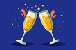 © SaroStock - two glasses of champagne with a splash of liquid, A pair of champagne flutes clinking together, overflowing with sparkling bubbles