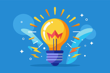 Aufkleber - a light bulb with stars coming out of it, A light bulb with an idea spark coming out, signifying creativity and innovation