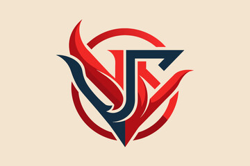 Aufkleber - a red and blue logo with a bird, A lettermark logo using the company's initials in a creative design