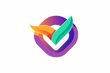 Fototapete - a logo with a leaf inside of it, a logo with a leaf inside of it, A gradient logo with a smooth color transition for a modern look