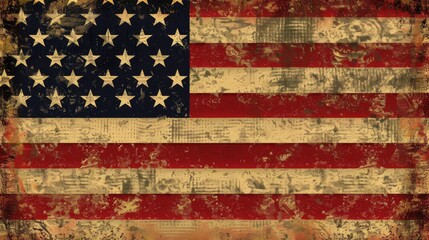 Wall Mural - Grunge American flag background. Dirty USA flag