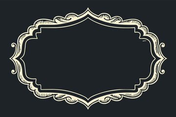 Fototapete - a vintage frame with a decorative pattern, A chalkboard frame with a rough texture and space for handwritten messages