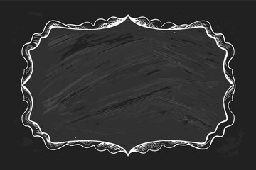 Fototapete - a vintage frame with a decorative pattern, A chalkboard frame with a rough texture and space for handwritten messages