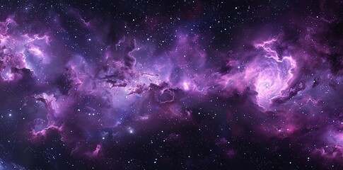 Wall Mural - Ethereal Space Nebula in Hyper Realistic Equirectangular Projection with Vibrant Purple and Pink Colors