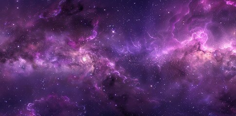 Wall Mural - Cosmic Symphony in Purple: Hyper Realistic 360 Equirectangular Projection of Nebulae and Stars with Pink Highlights, Seamless Panorama