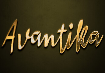 Wall Mural - Old gold text effect of Hindi name Avantika with 3D glossy style Mockup.