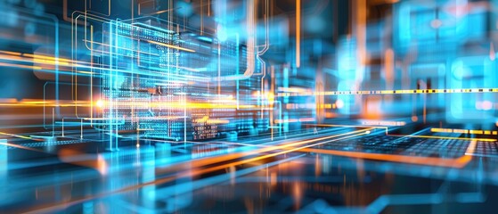 Generic information technology, computer architecture or artificial intelligence abstract concept illustration
