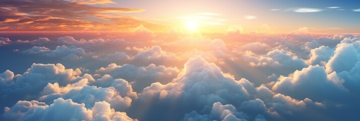 Wall Mural - beautiful cumulus clouds at sunset  in the panoramic blue sky