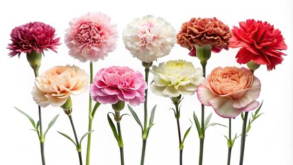 Carnation flower collection set in for mockup decoration