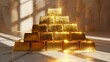© vectorizer88 - Stacked gold bars glowing in sunlight, symbol of wealth and investment