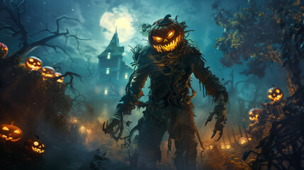 A Halloween spooky pumpkin