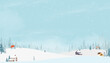 © Anchalee - Christmas Background.Cute Winter landscpae with blue Sky,Cloud and Snow falling.Vector Minimal Design of Nature Village for Holiday season on New Year,Xmas 2025