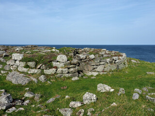 Dun Mor Vaul Broch. Isle of Tiree. Scotland. Dun Mor Vaul  is an iron-age broch. The broch was built in about 60AD. This is the best example of a broch on Tiree. 